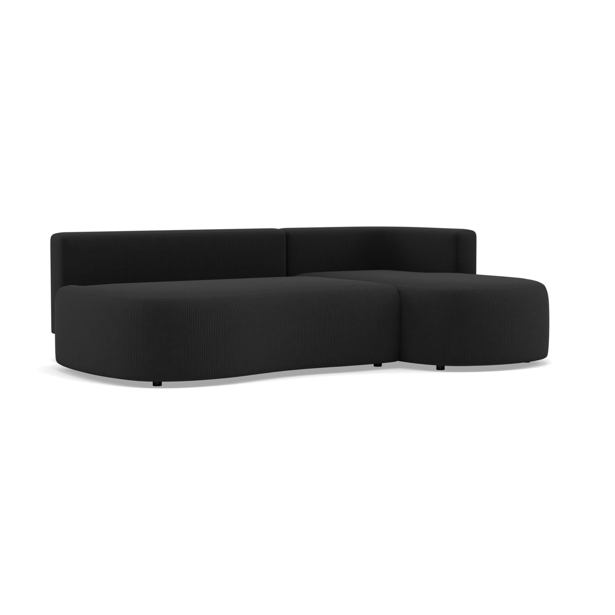 Mahina - canapé d'angle droit 4 places convertible avec coffre en velours côtelé - Noir