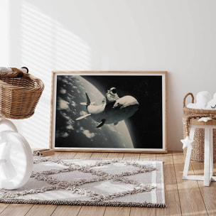 Affiche enfant un voyage spécial  Affiche + cadre en bois - Chêne