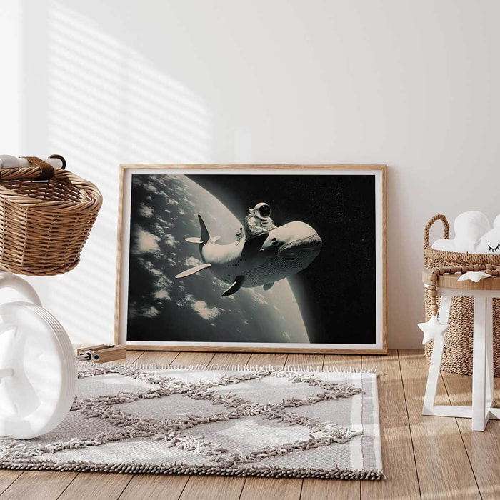 Affiche enfant un voyage spécial  Affiche + cadre en bois - Chêne