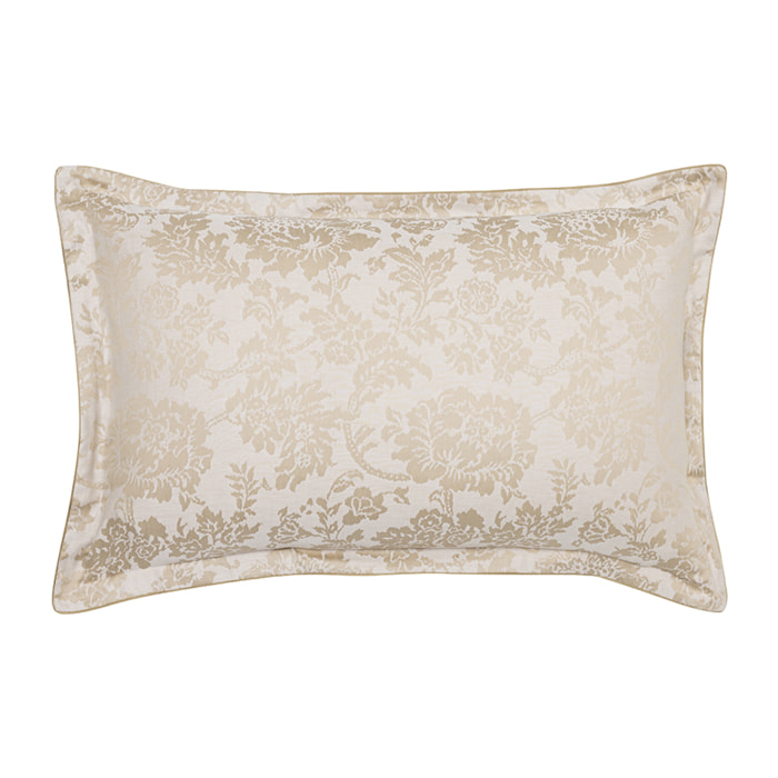 Taie d'oreiller imprimée en jacquard de coton, MÉMOIRE, Beige Lune