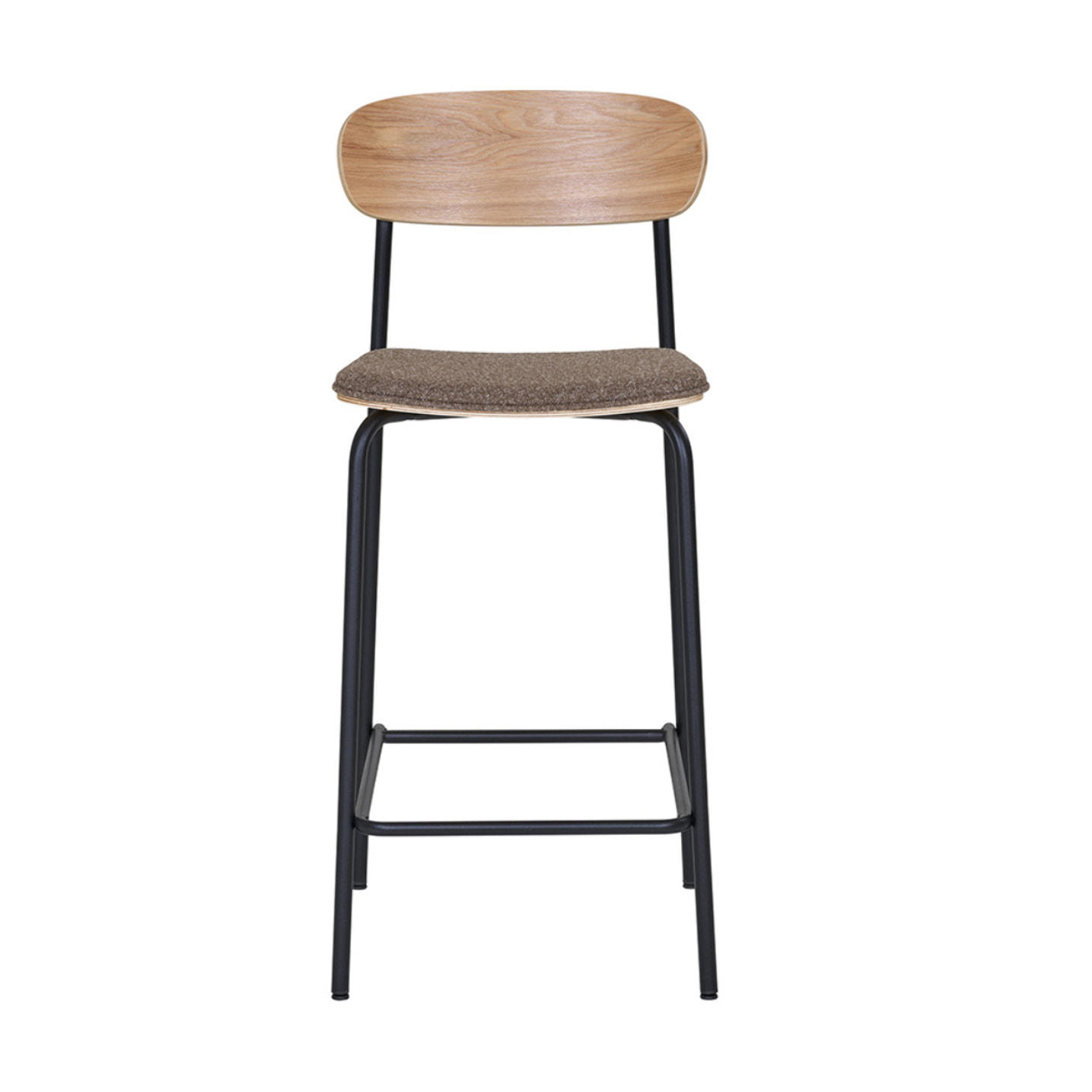 Zoe - lot de 2 tabourets en bois de frêne - pieds en acier - Marron