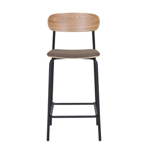 Zoe - lot de 2 tabourets en bois de frêne - pieds en acier - Marron