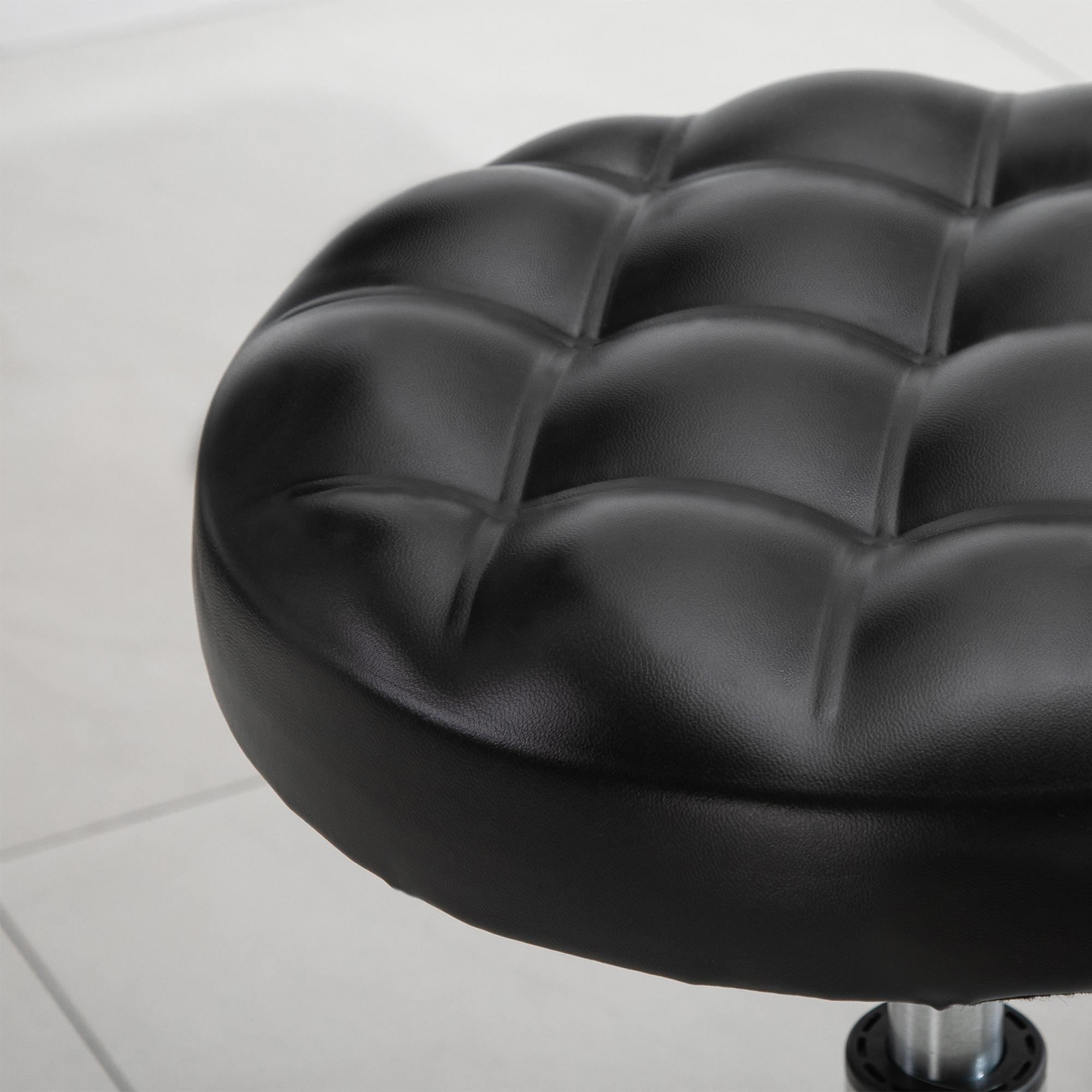 HOMCOM Tabouret massage à roulettes réglable en hauteur pivotant 360° assise synthétique capitonnée noire