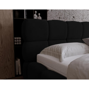 Mariposa - lit coffre - 140x200 cm - sommier inclus - en velours - Noir