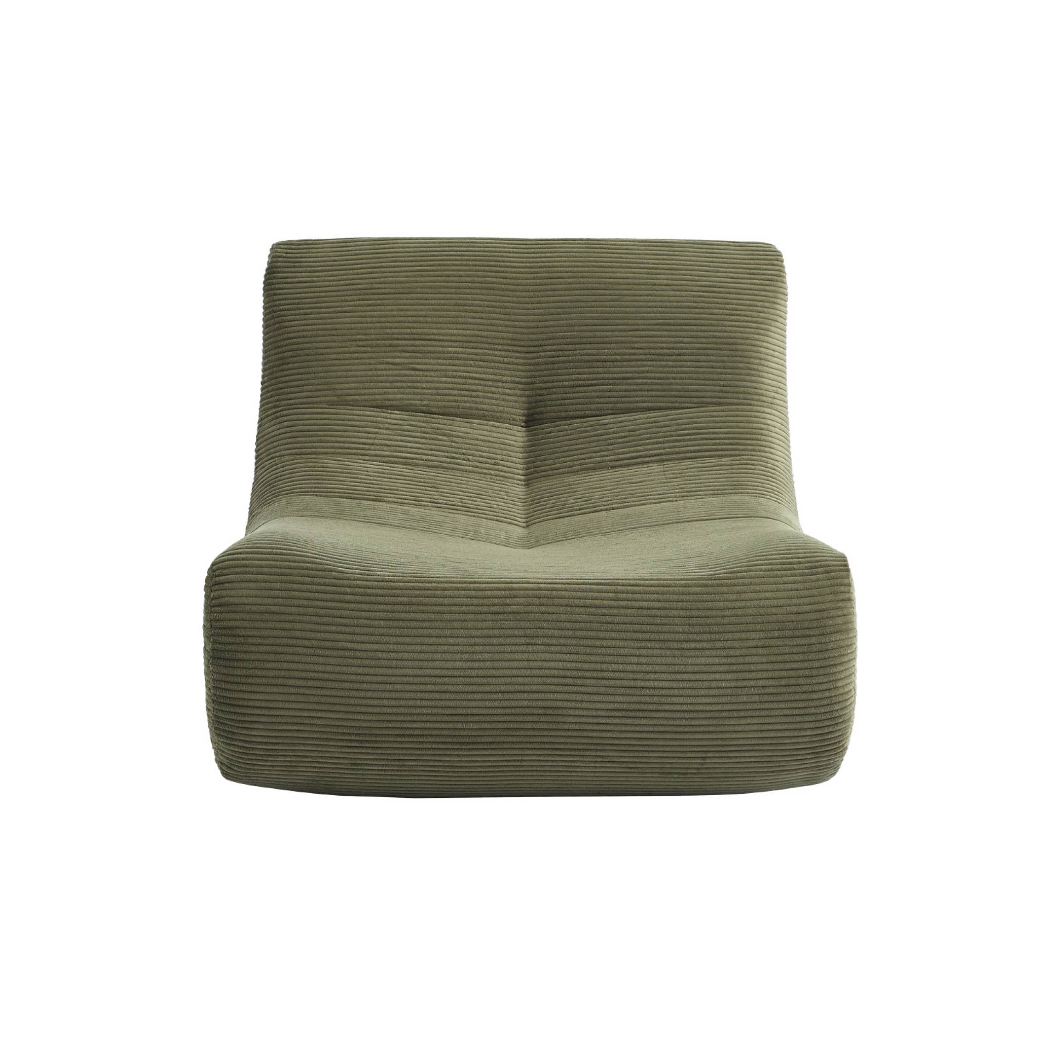 Chauffeuse velours côtelé 1 place kaki L 91 x P 105 x H 72 cm - SOKOL