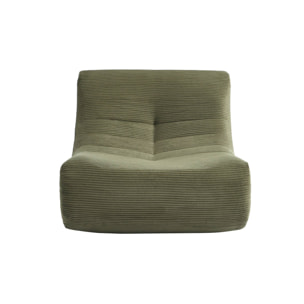 Chauffeuse velours côtelé 1 place kaki L 91 x P 105 x H 72 cm - SOKOL
