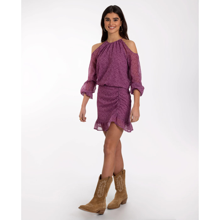 Falda estampada con frunce