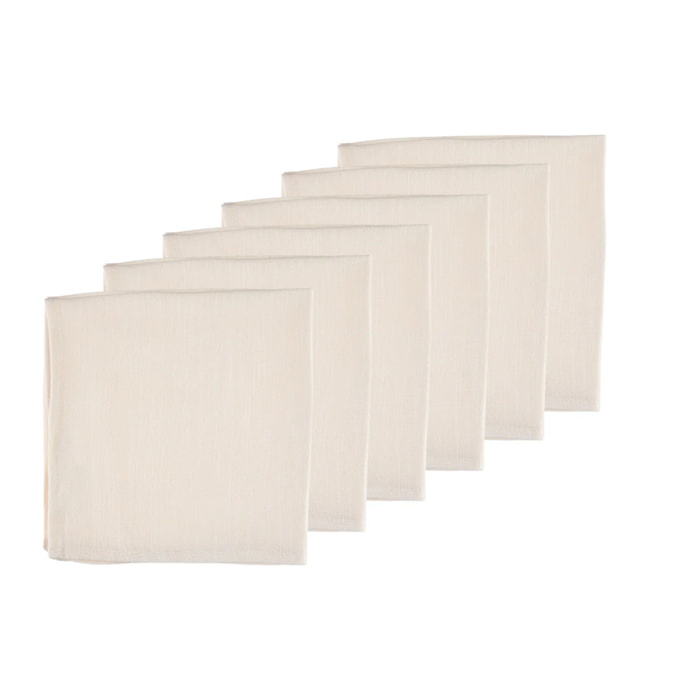 Serviette de table - 6 pièces - Lin et coton blanc crème