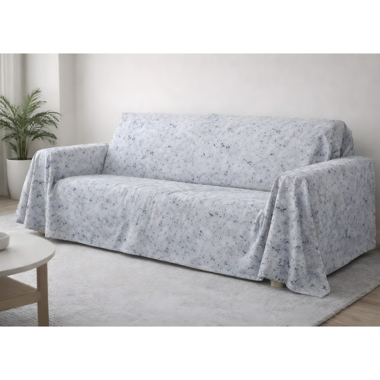 Telo Arredo Copritutto Grandfouldard In 100% Cotone Made In Italy Disegno Mitril Colore Zaffiro