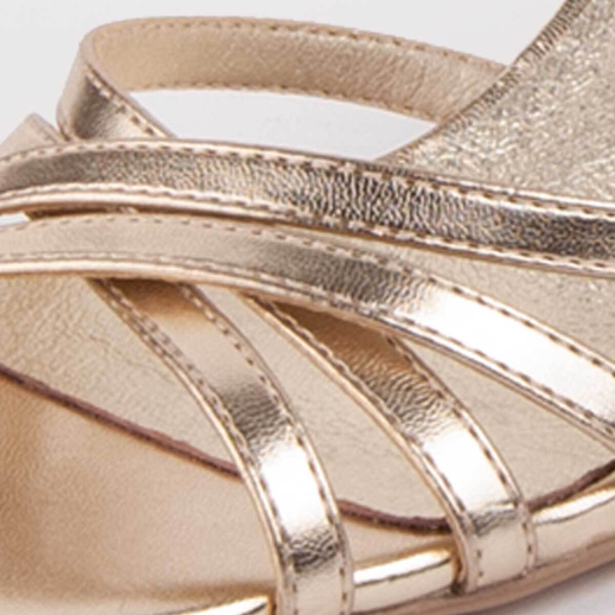 Sandalia De Tacón - Dorado - Altura: 6 Cm