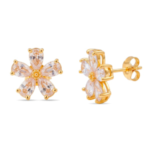 Pendientes de Circonita Brillante acabado en oro amarillo de 18k
