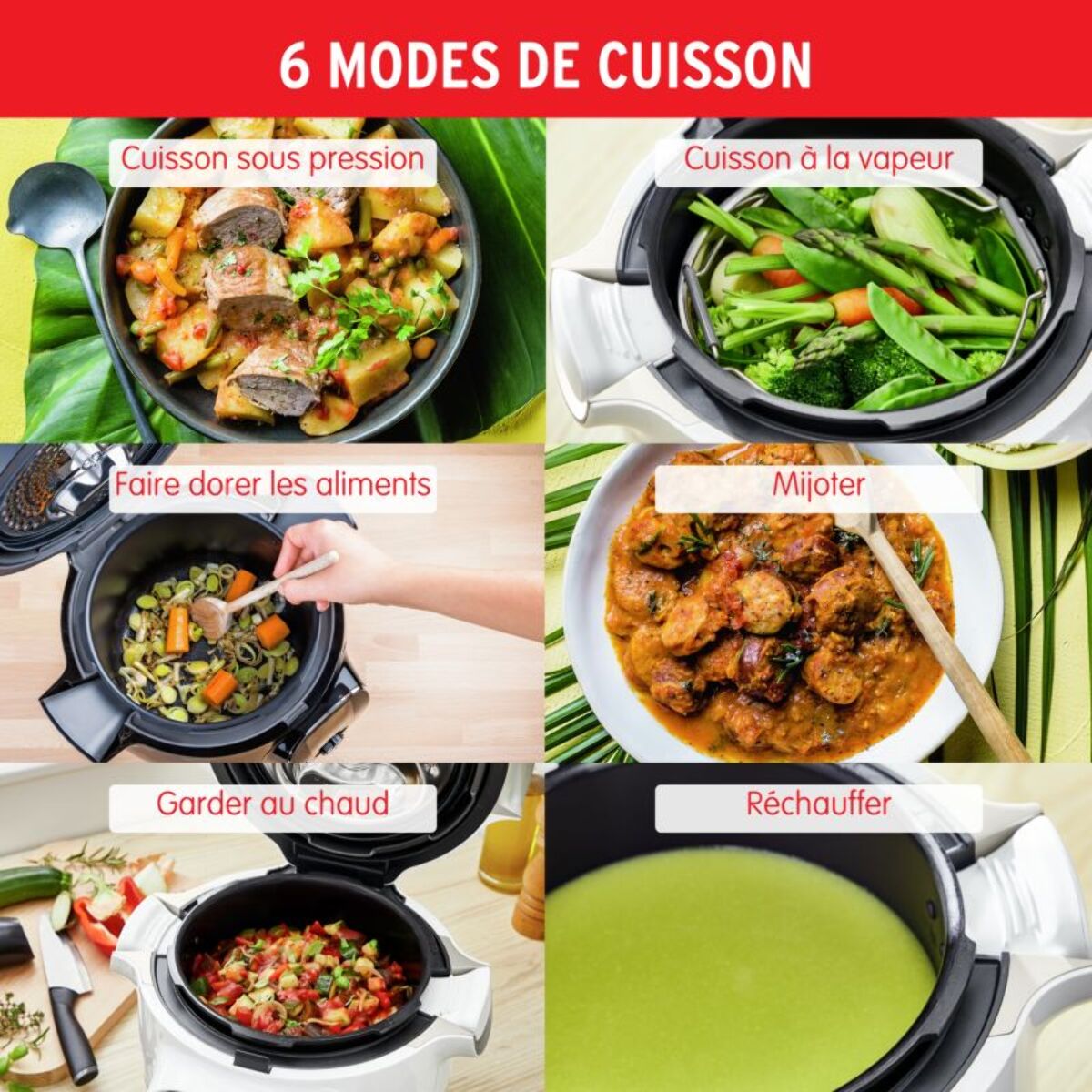 Cookeo MOULINEX CE85BA10 blanc 6 L, 6 modes de cuisson, 180 recettes
