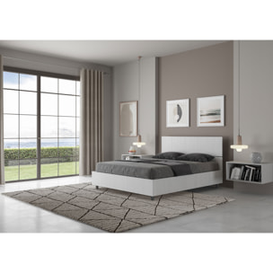 Cama sin somier 140x190  con cabecera rectafresno blanco Demas