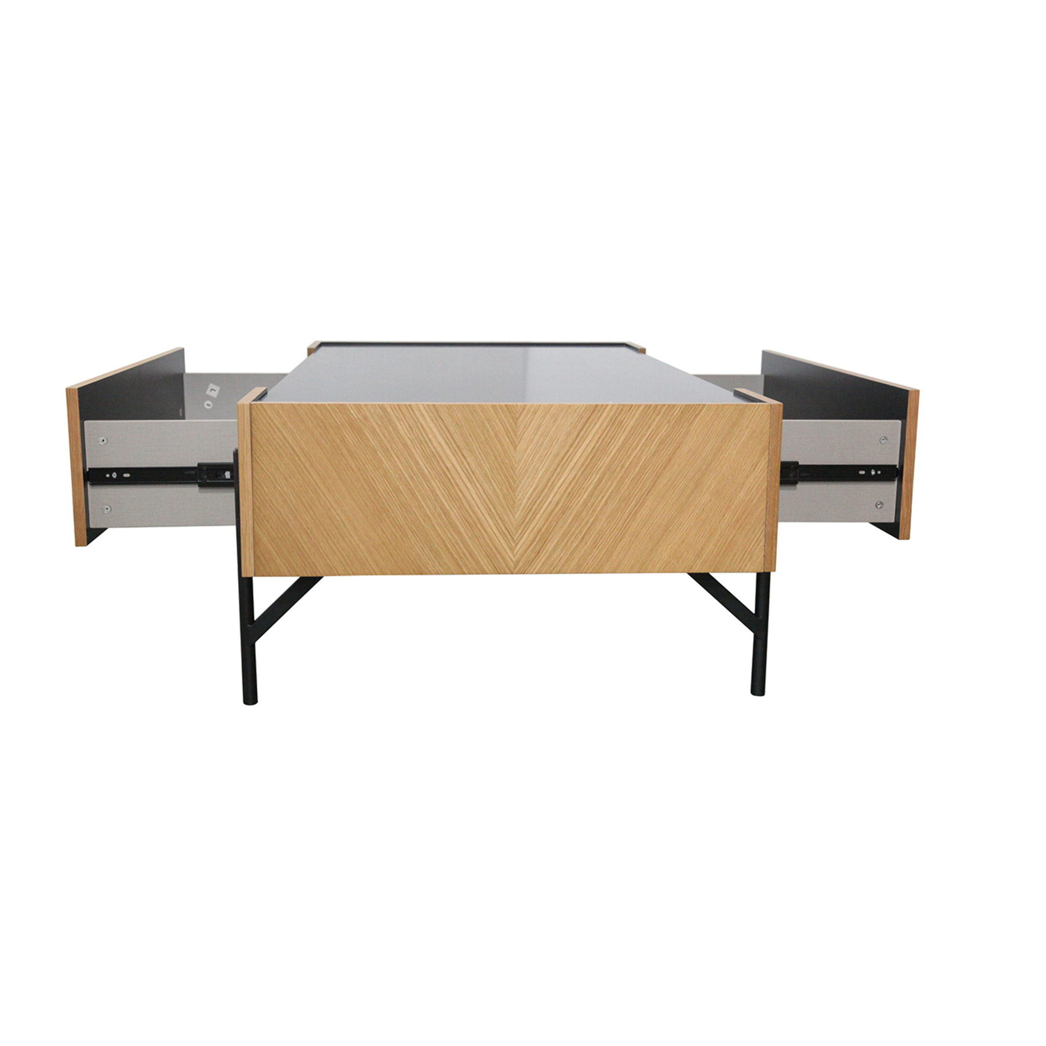 Table basse en bois clair avec 2 grands tiroirs FENIX