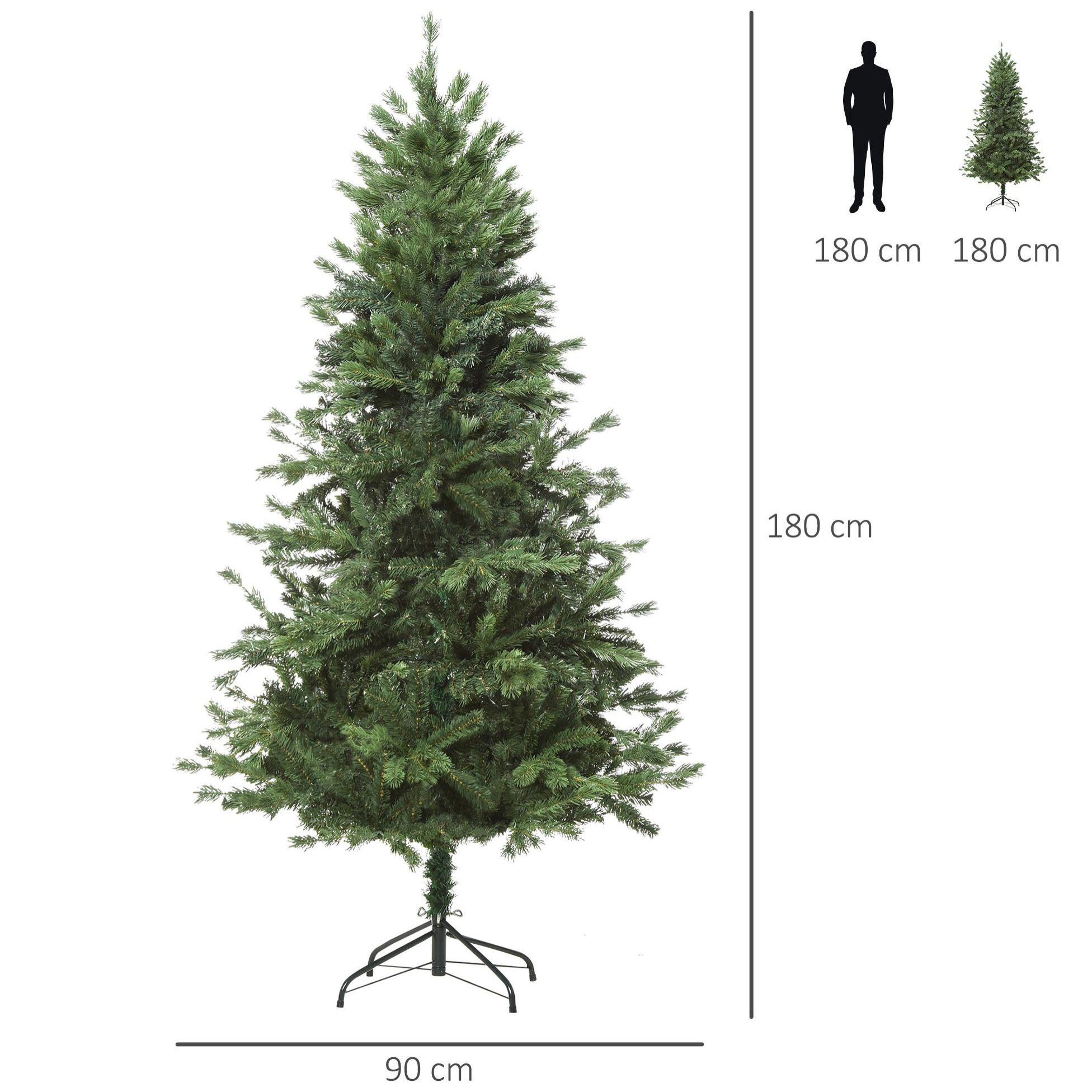 Árbol Artificial de Navidad con Base Plegable Î¦90x180cm Verde