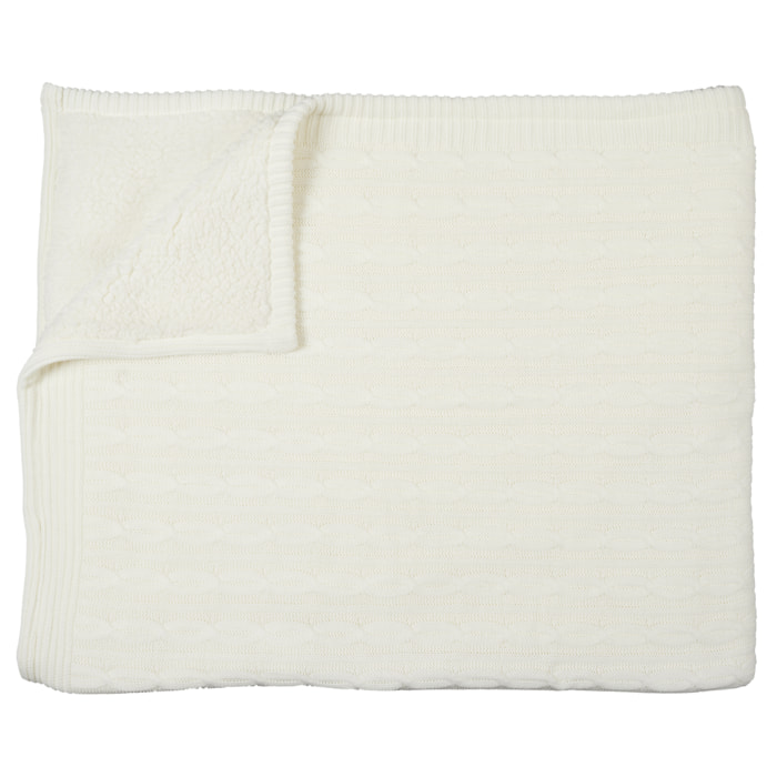 Plaid - HOME DECO FACTORY - Torsade - Effet Sherpa - Beige
