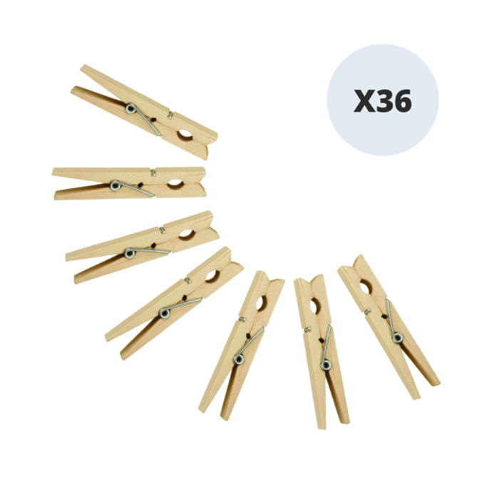 Lot de 36 Pinces à  linge Bois MSV