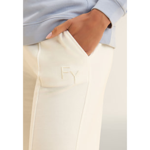 Pantaloni Sportivi con Gamba Wide Leg e Logo Ricamato