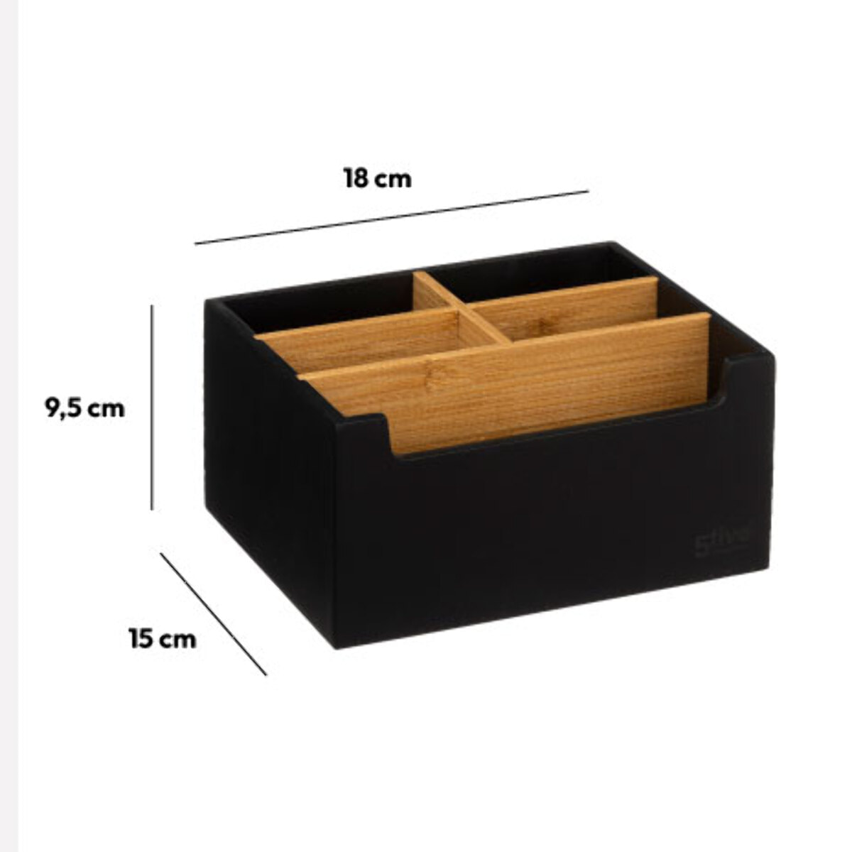 Organiseur 5 compartiments Noir Naturéo