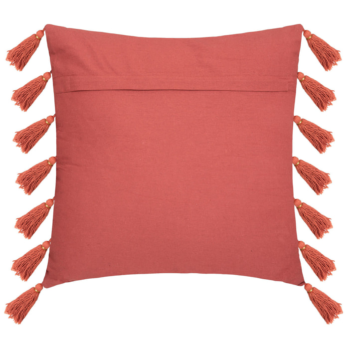 Coussin gypsy avec pompons - Terracotta