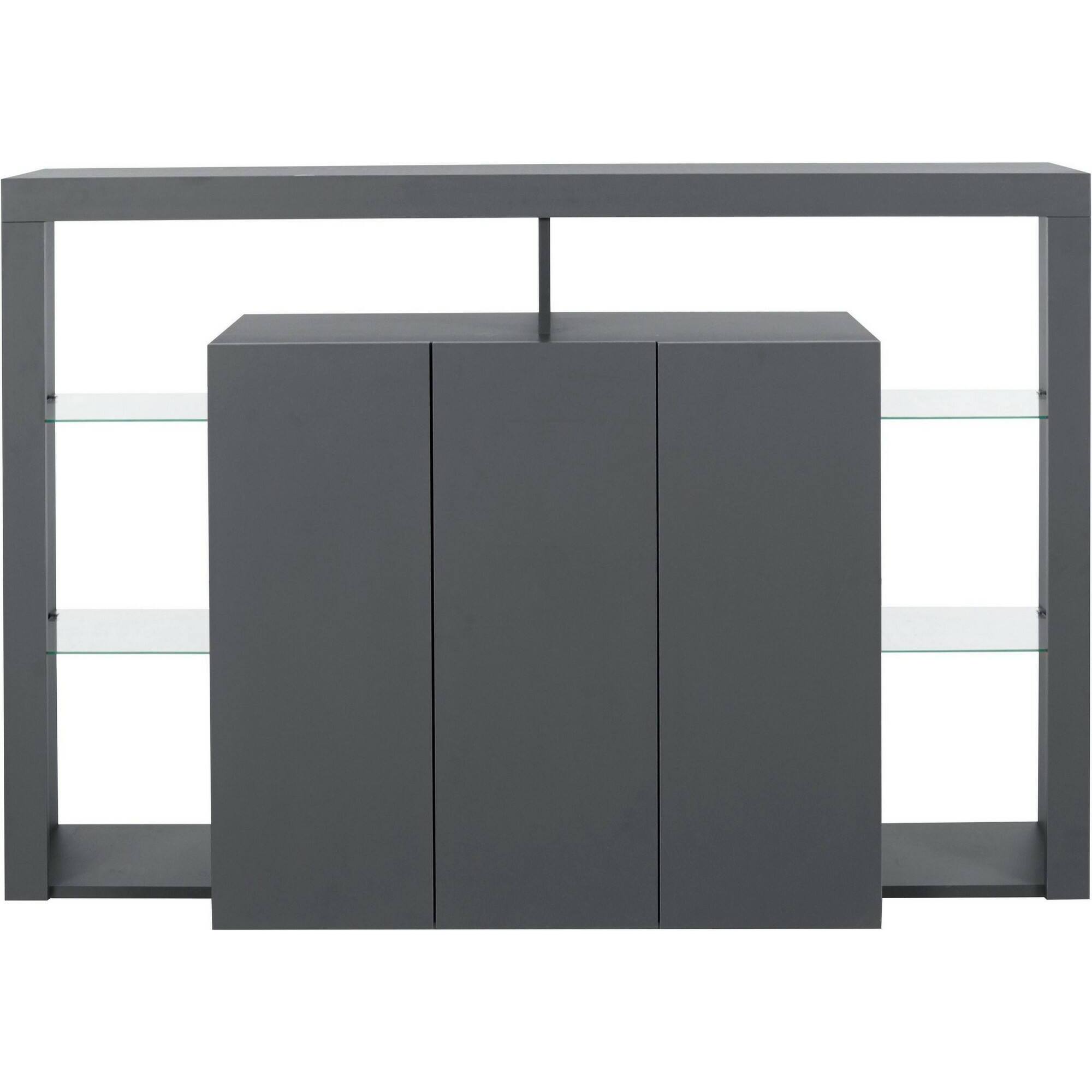 Credenza Ddacunh, Buffet da soggiorno a 3 ante, Madia da salotto, Credenza moderna, 100% Made in Italy, 150x40h100 cm, Antracite