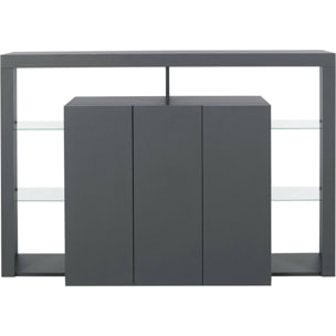 Credenza Ddacunh, Buffet da soggiorno a 3 ante, Madia da salotto, Credenza moderna, 100% Made in Italy, 150x40h100 cm, Antracite