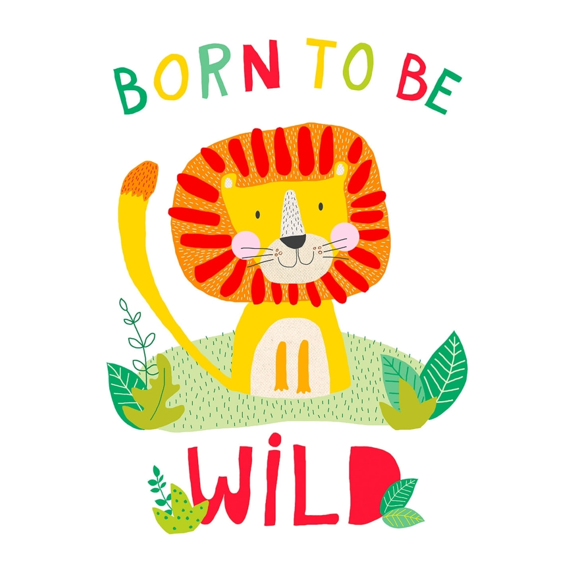 Tableau enfant lion born to be wild Toile imprimée