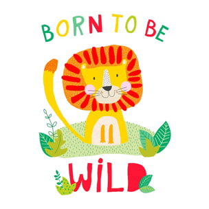 Tableau enfant lion born to be wild Toile imprimée