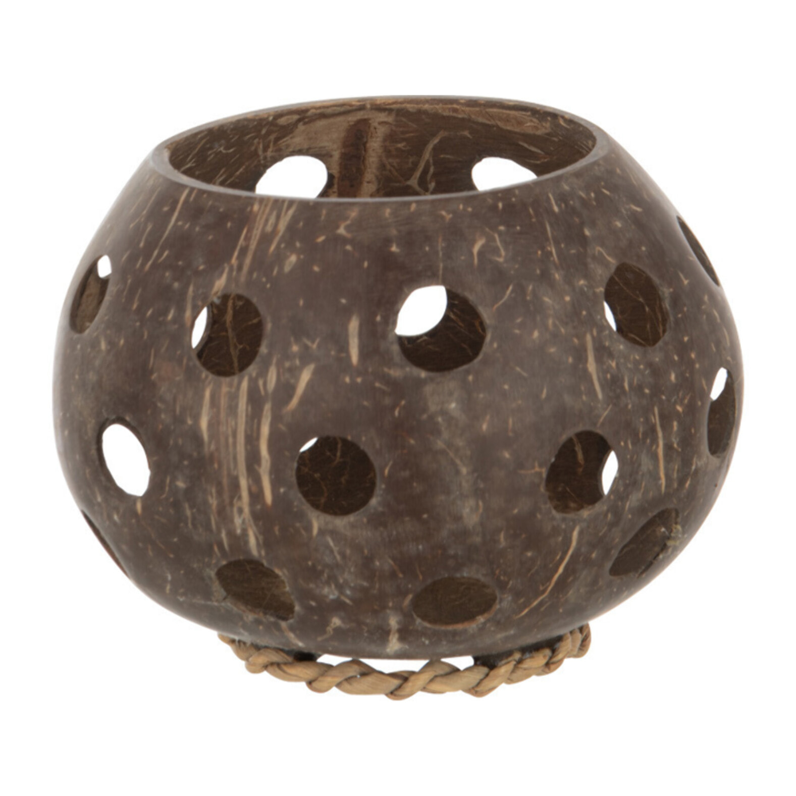 J-Line photophore Noix De Coco Trous - jute - marron - small