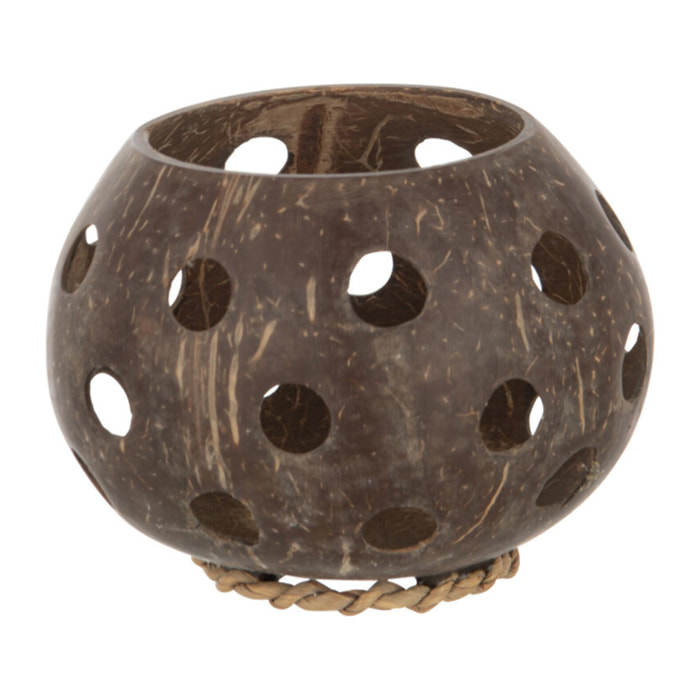 J-Line photophore Noix De Coco Trous - jute - marron - small