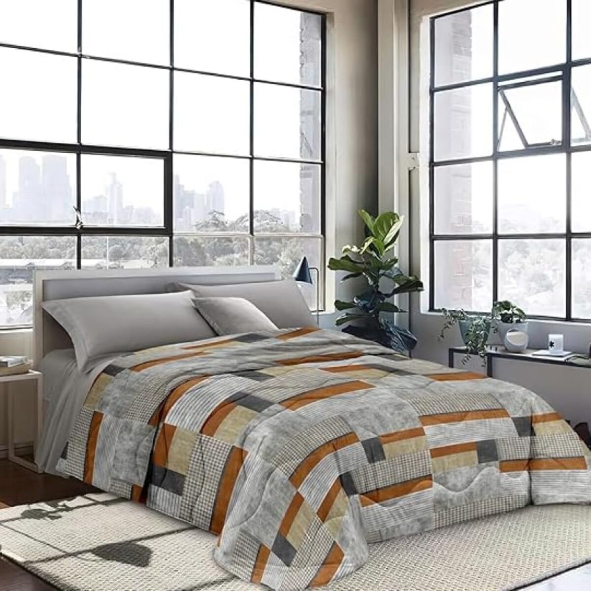 INTRECCI Piumino Singolo, 170 x 260 cm, Piumino Ecologico, Caldo, Invernale, 300 g/m², Anallergico e Antiacaro, Made in Italy, Lavabile in Lavatrice, Soffice, Morbido. Fantasia: Modern