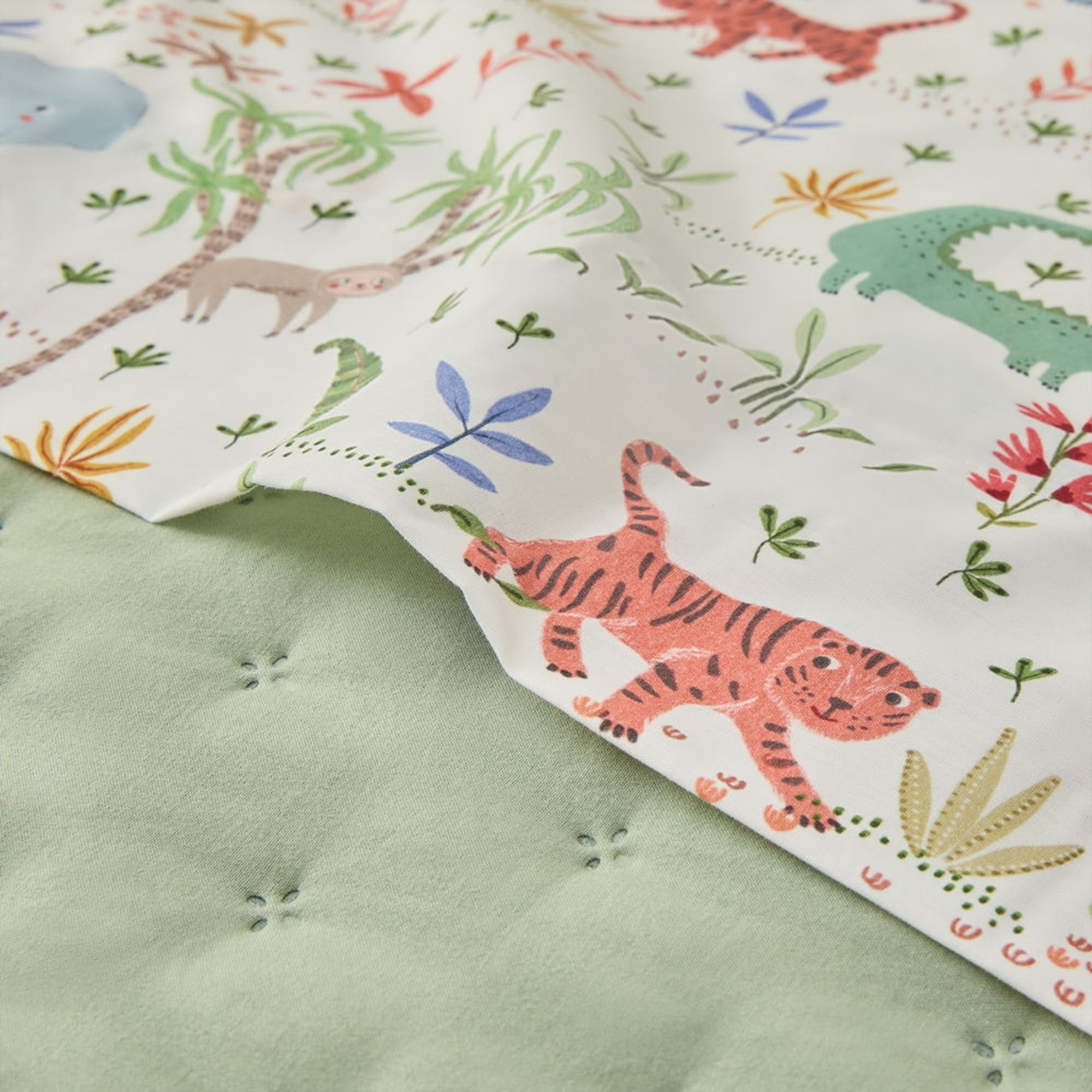 Sábana de algodón 180 hilos animales Selva color blanco 100% Algodón percal