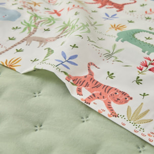 Sábana de algodón 180 hilos animales Selva color blanco 100% Algodón percal