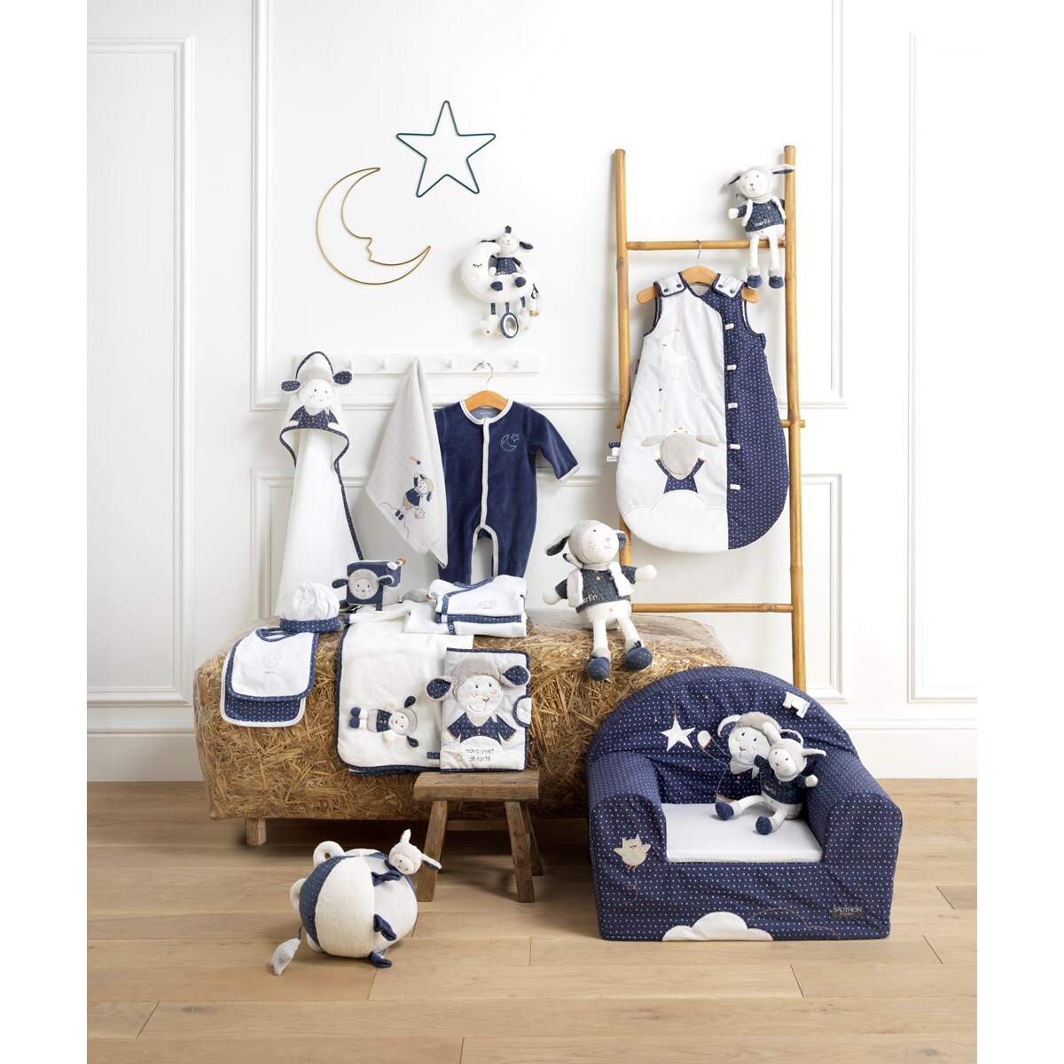 Bavoirs lot de 2 en coton Bleu