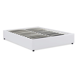 Lit coffre Otto en similicuir blanc avec sommier 140x190cm