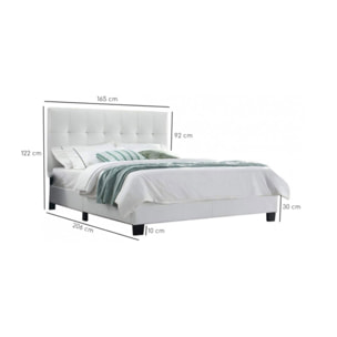 Lit queen size en simili capitonné 160x200 - BIANCA