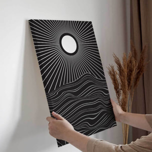 Tableau soleil abstrait noir et blanc Toile imprimée