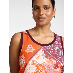 Elena Mirò - Vestido largo estampado en viscosa - Naranja sol