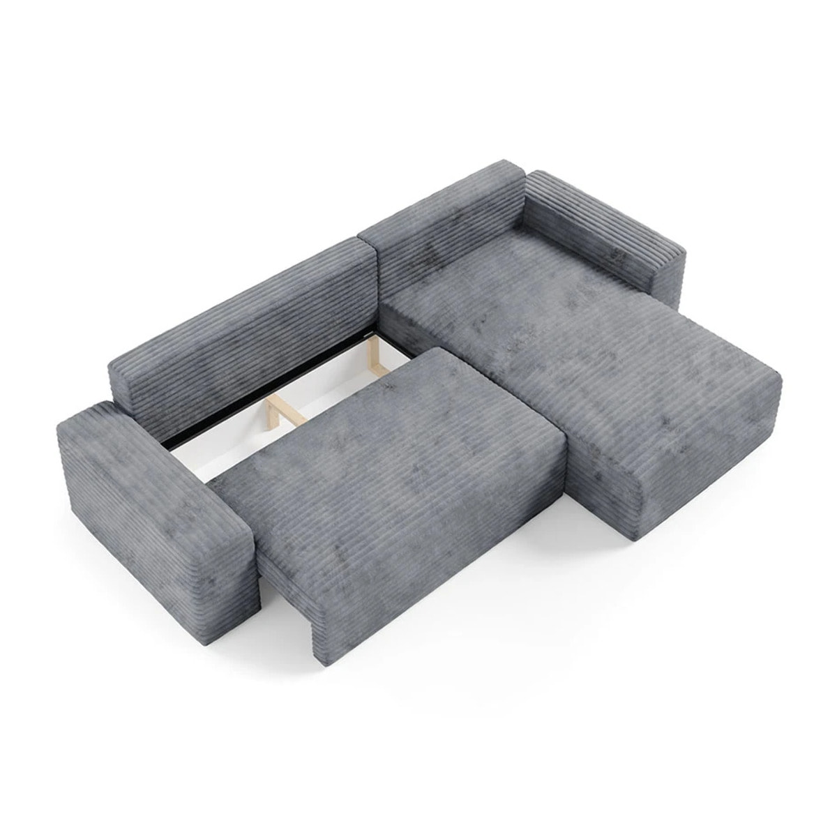 EDEN - Canapé d'angle convertible et réversible 4 places en côtelé gris