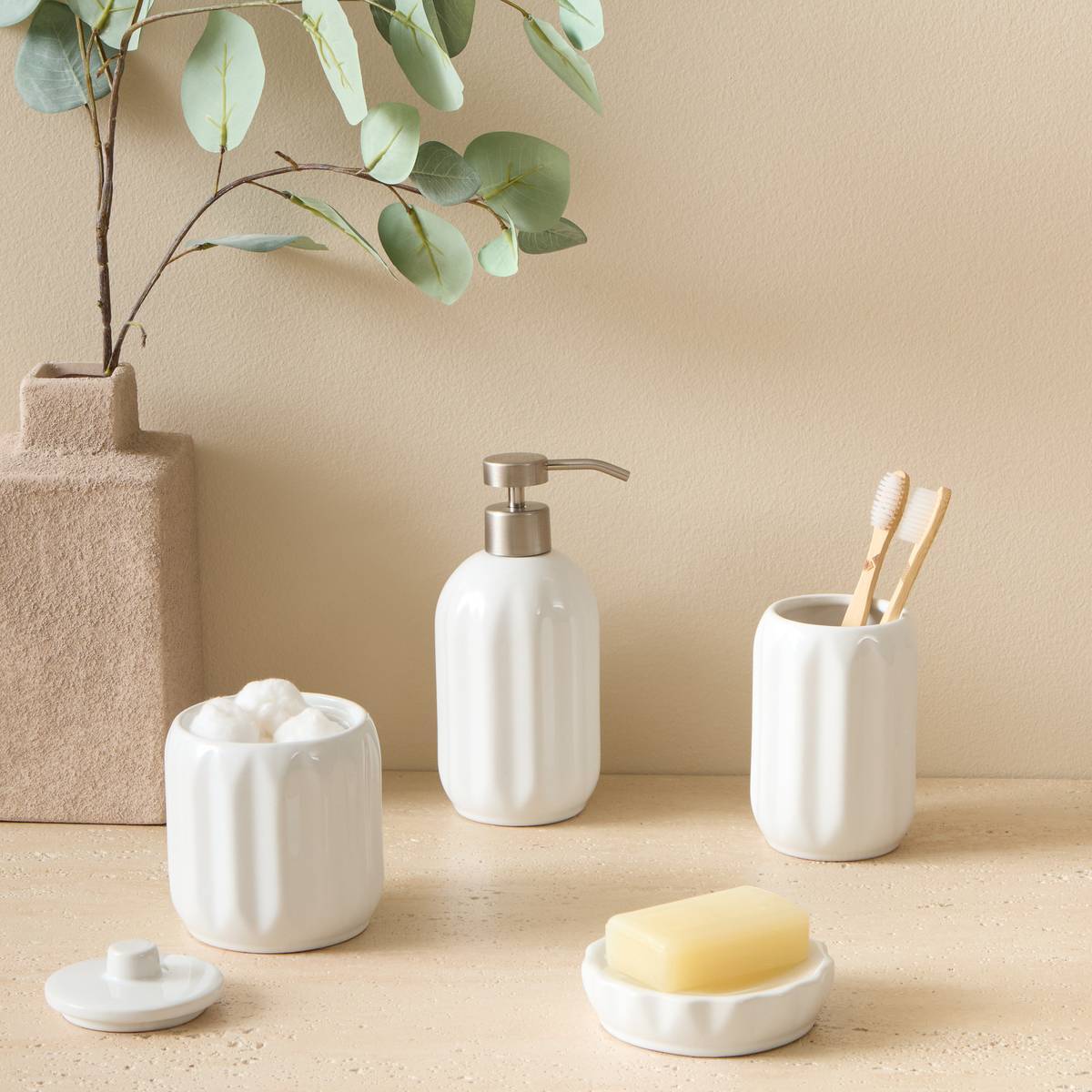 Distributeur de savon Colorama en céramique 450ml blanc