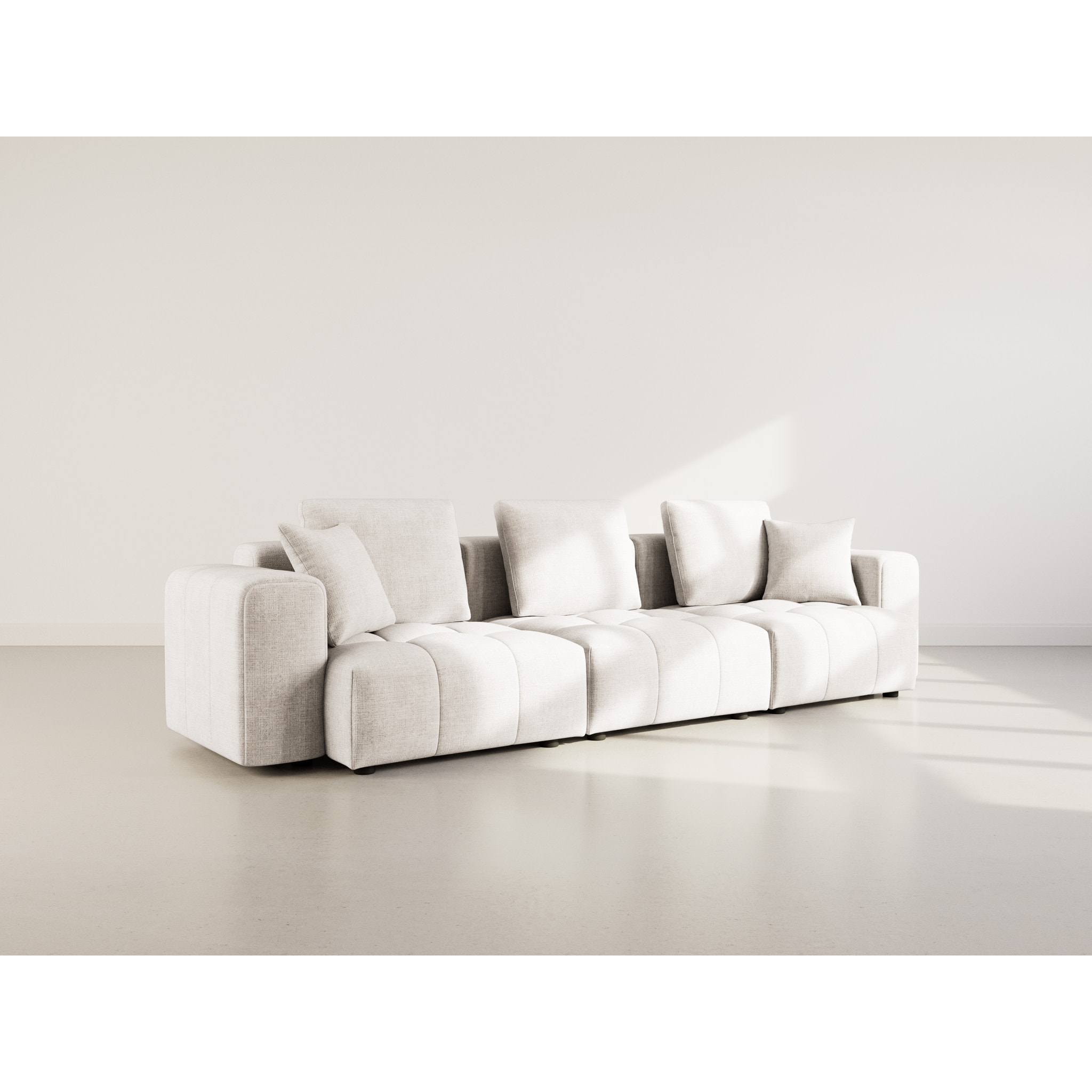 Colette - Canapé modulable 3 places en velours texturé - Beige