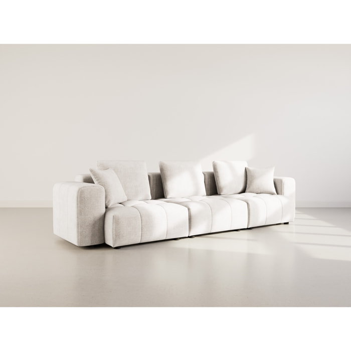 Colette - Canapé modulable 3 places en velours texturé - Beige