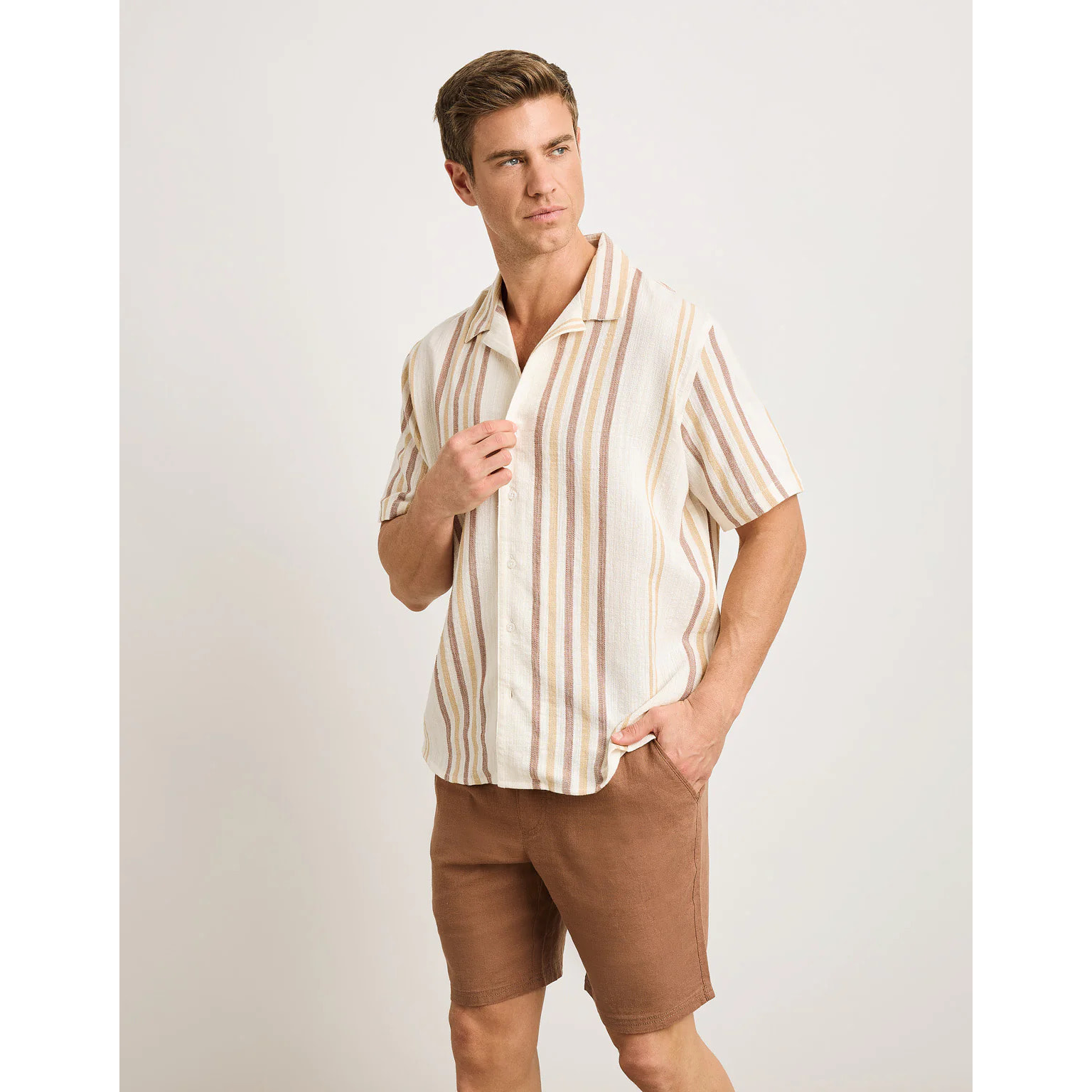 Camisa Manga Corta Marrón - Isao