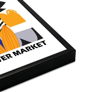 Affiche encadrée fleurs abstraites modernes Affiche + cadre en métal - Noir