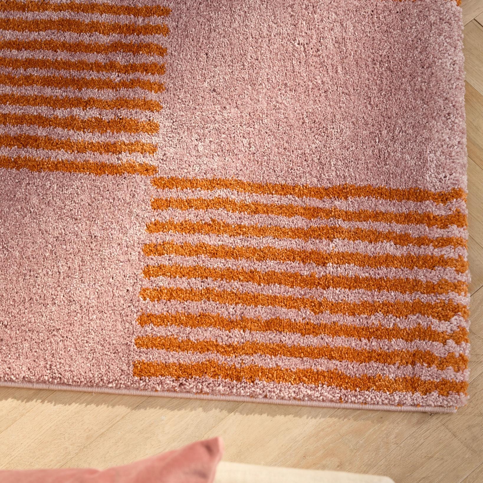 GROOVY - Tapis rétro coloré style seventies - Confortable et moelleux - Orange