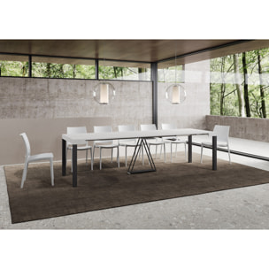 Consolle allungabile 90x40/300 cm Tiris bianco frassino telaio antracite