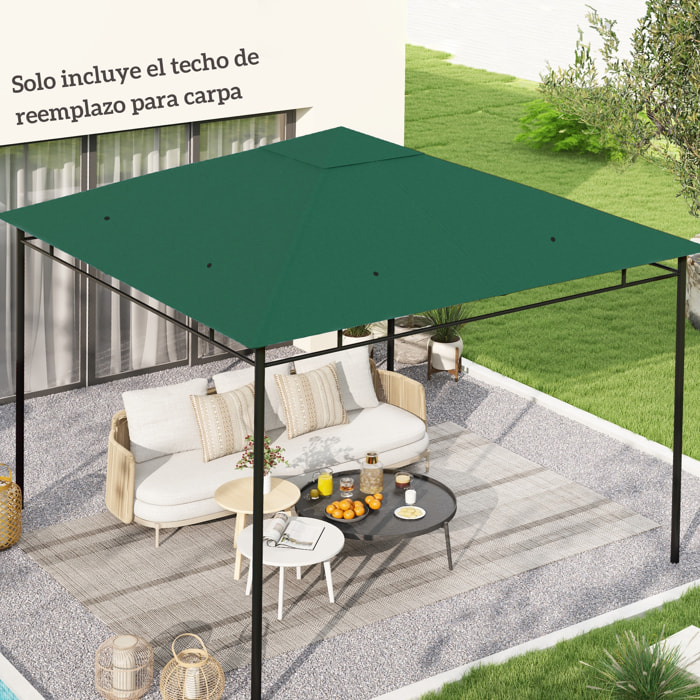 Outsunny Techo de Repuesto para Cenador, 3x3 m, Cubierta de Repuesto con 8 Orificios de Drenaje, Ventilación y Protección UV, SOLO Toldo de Recambio para Pabellón Gazebo, Verde