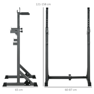 Soporte para Barras de Pesas Multifuncional con Ancho y Altura Ajustable Rack Musculación con Marco de Acero Carga 150 kg para Entrenamiento en Gimnasio Casa Negro