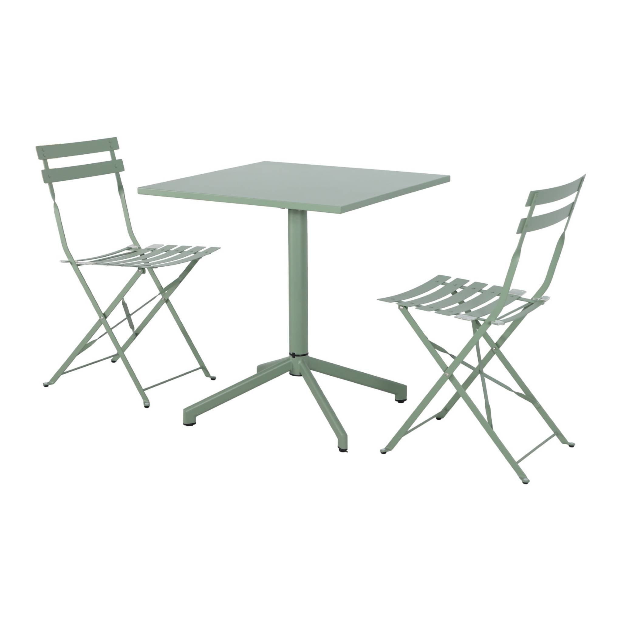 Table de jardin bistrot pliante métal + 2 assises EMILIA + CHIARA