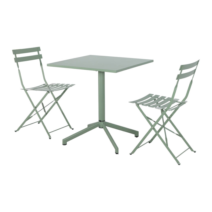 Table de jardin bistrot pliante métal + 2 assises EMILIA + CHIARA